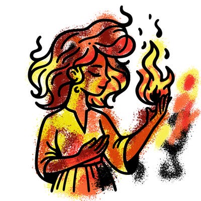 woman with fire