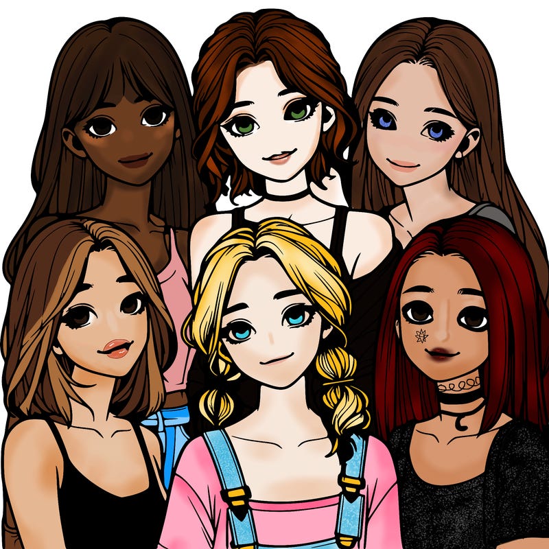 a group of girls realistic