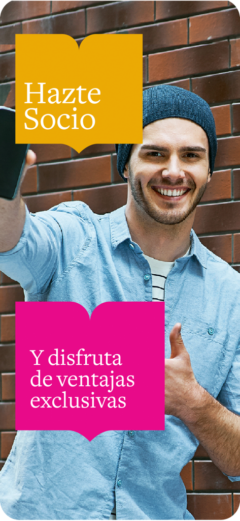 Casa del Libro - A smiling man giving a thumbs up promoting the Casa del Libro membership and its exclusive benefits