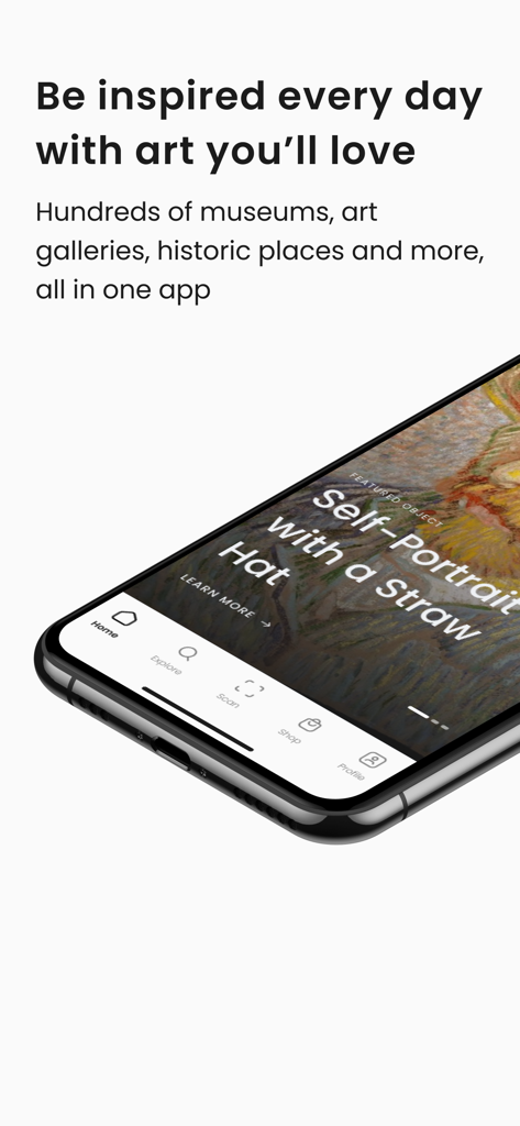 Smartify: Arts and Culture - Smartify-App auf einem Smartphone, die ein vorgestelltes Selbstporträt und Informationen zum Museumsführer anzeigt