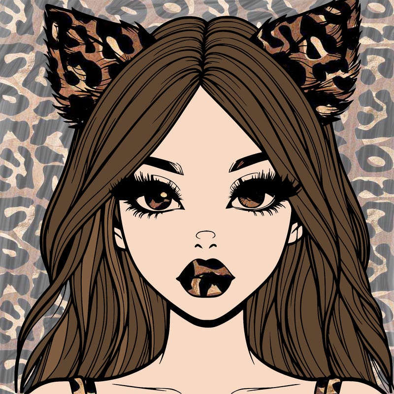 realistic girl with fox ears and realistic lips