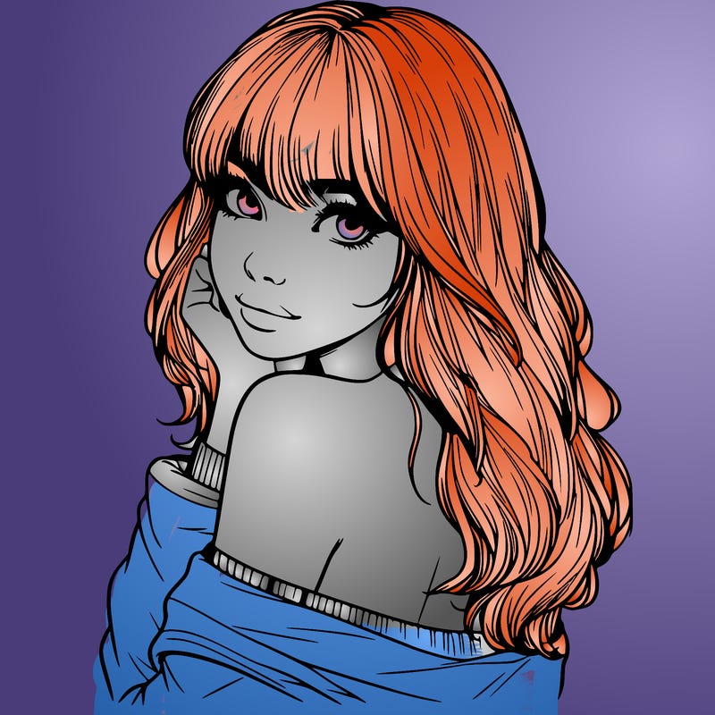 realistic girl with bangs looking over her shoulder