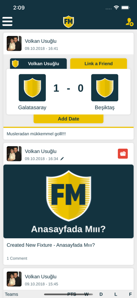 Fixture Maker - Fixture Maker app interface displaying soccer match results and league fixtures feed