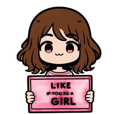 a cute girl holding a sign that says like if you’re a girl