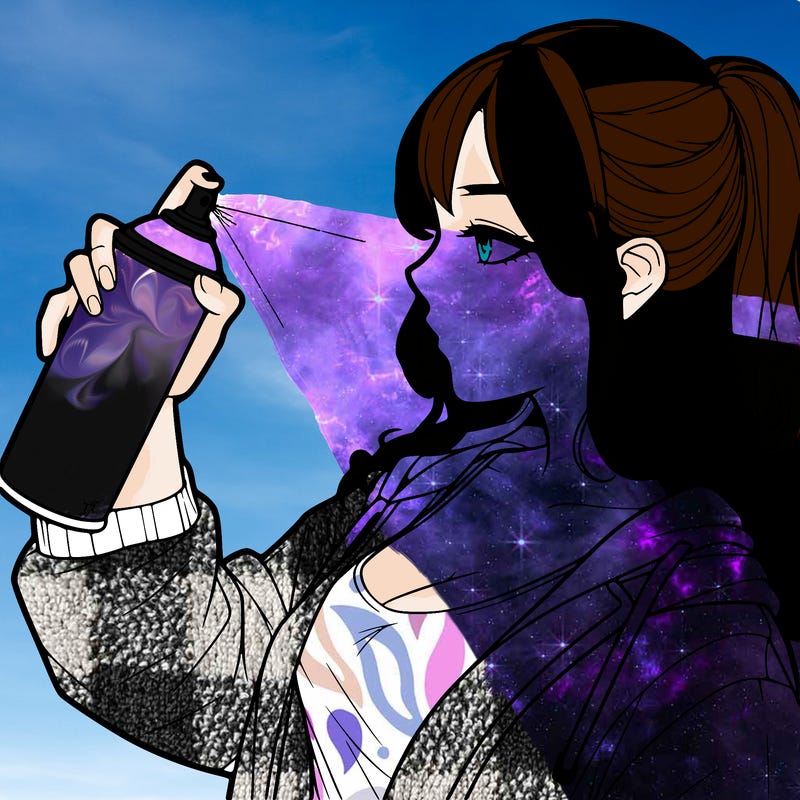 a realistic girl spray, painting
