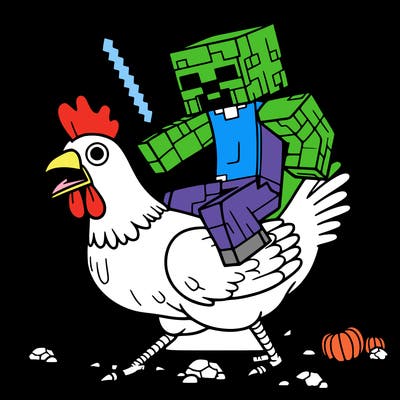 minecraft zombie riding a chicken