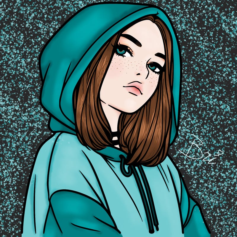a realistic girl in a hoodie