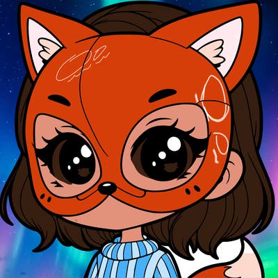 a girl with a fox mask