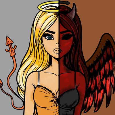 devil vs angel realistic girl