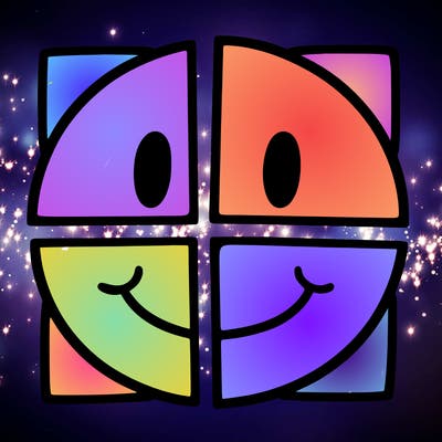 smiley face cut in four parts