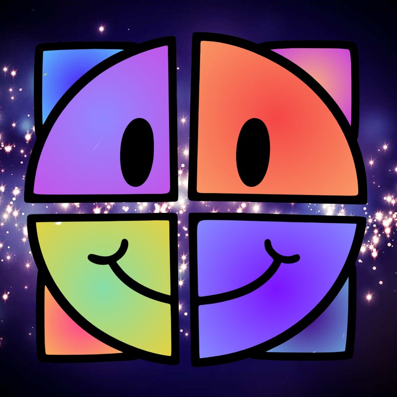 smiley face cut in four parts