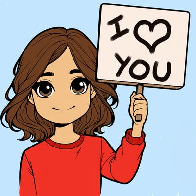 realistic girl holding up a sign