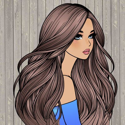 realistic girl with long realistic hair