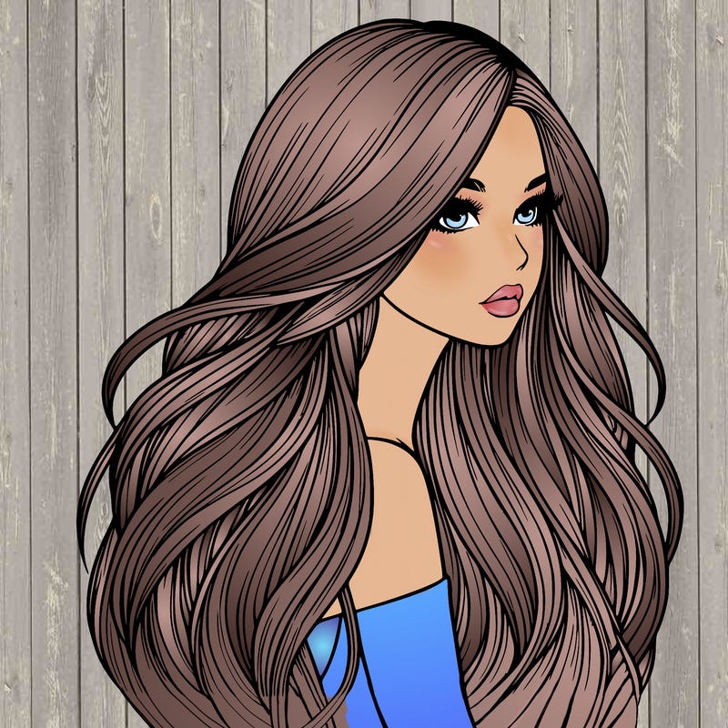 realistic girl with long realistic hair