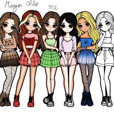 a group of girls realistic