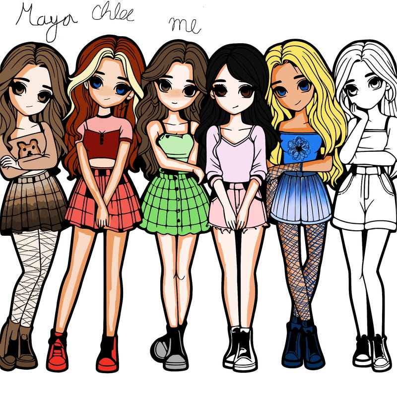 a group of girls realistic