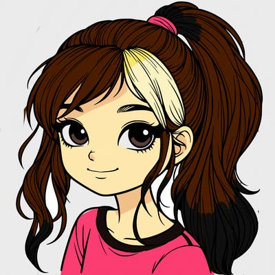 realistic girl with ponytail
