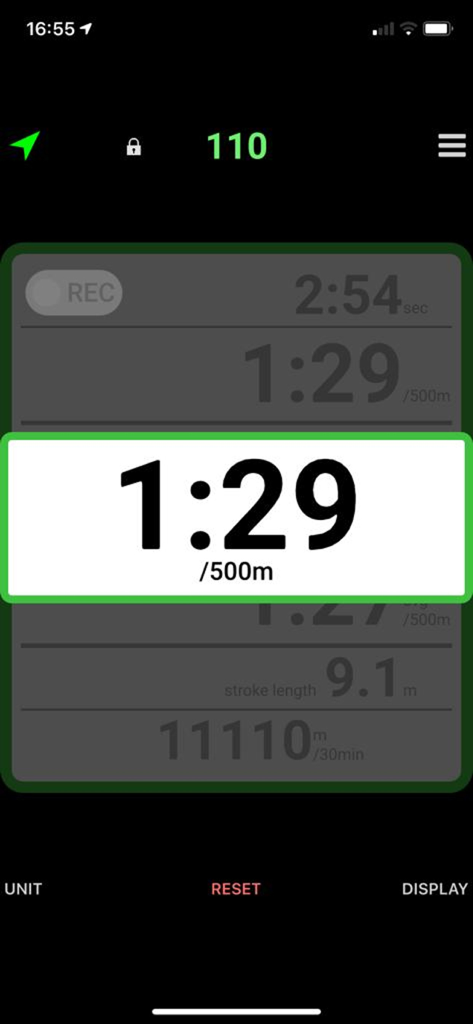 Rowing Coach 5.0 - Rowing Coach 5.0 app interface showing boat pace per 500 meters