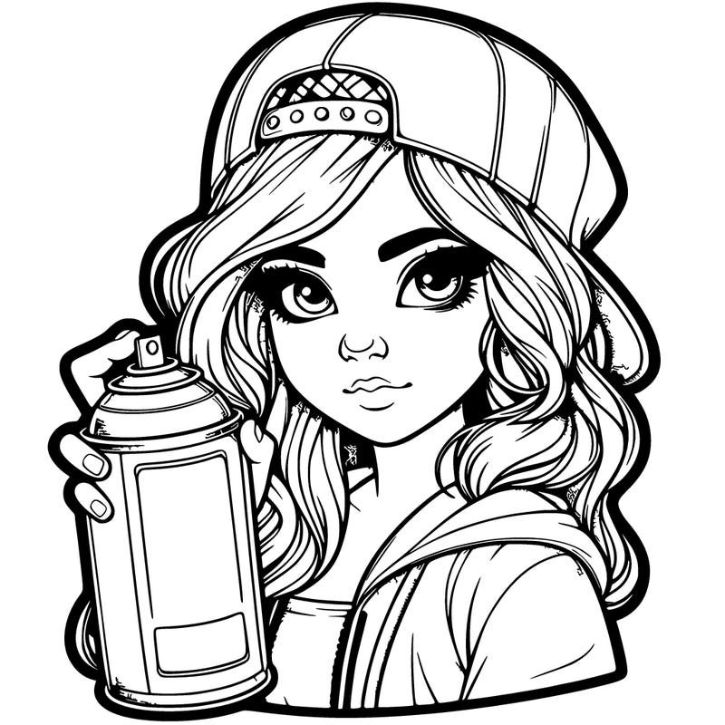 realistic girl with spray paint