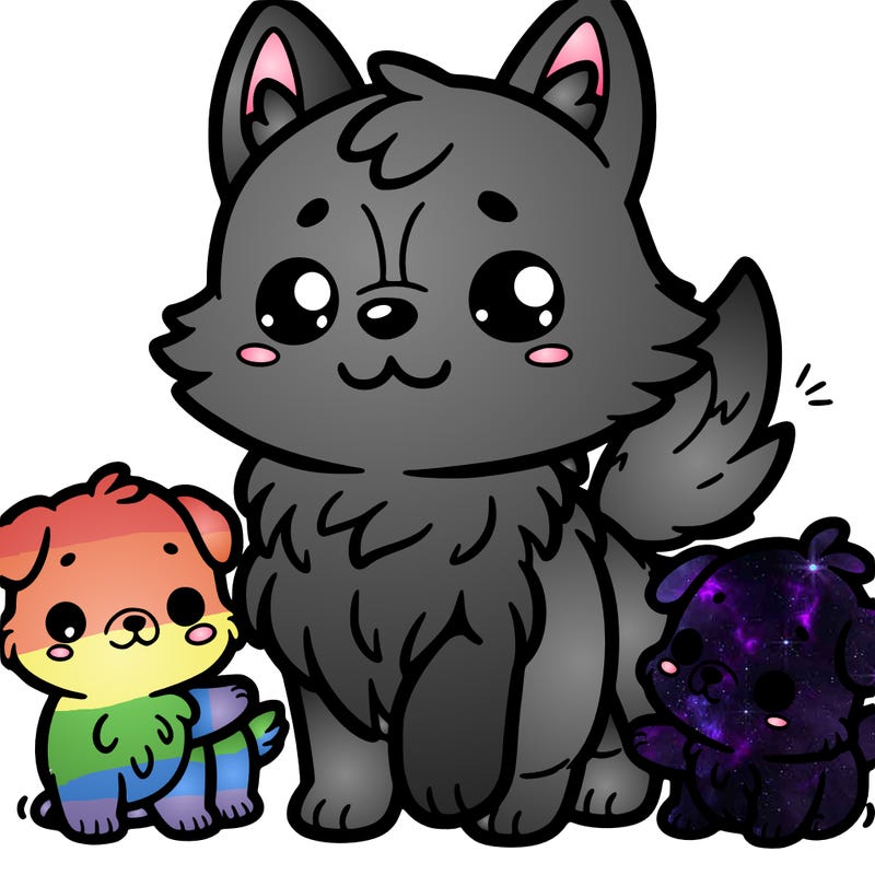 cute little wolf and puppies