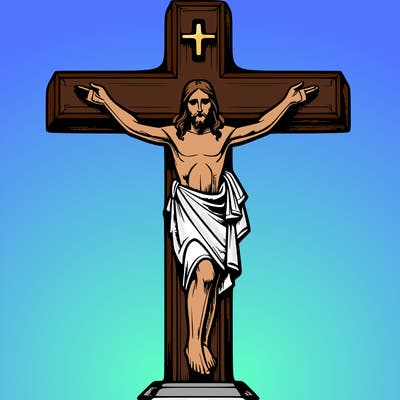 cross with realistic jesus