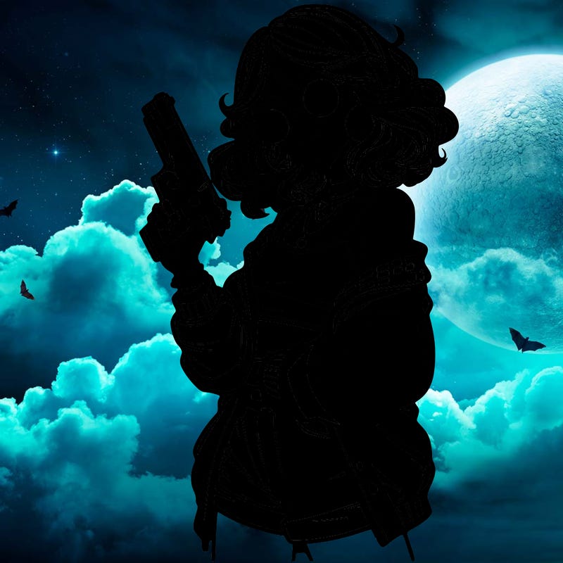 stylish teenage girl with gun