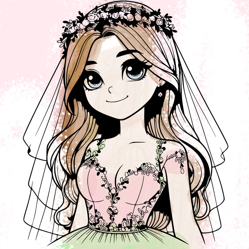 realistic girl in a wedding dress