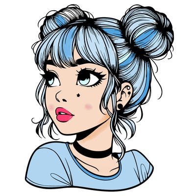 realistic girl with spacebuns