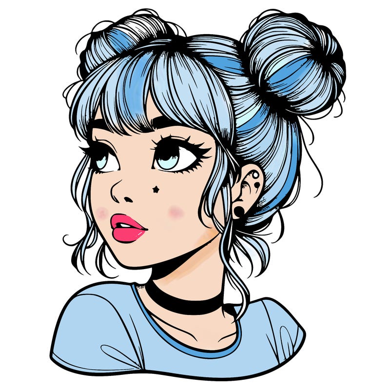 realistic girl with spacebuns
