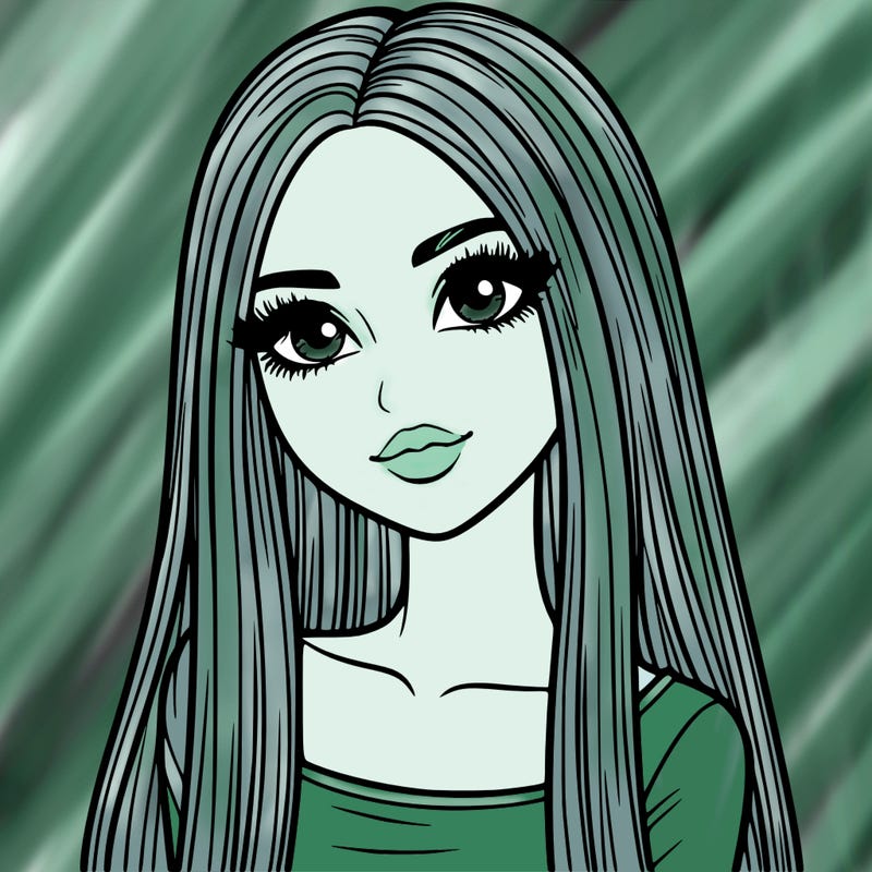 realistic girl with straight and long hair