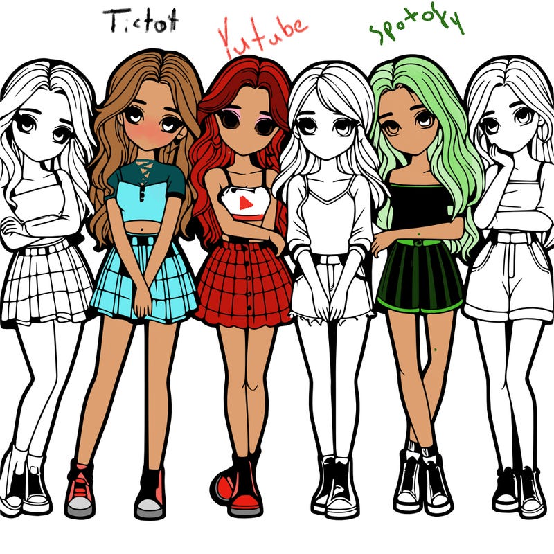 a group of girls realistic