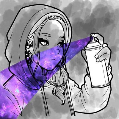 a realistic girl, spray painting