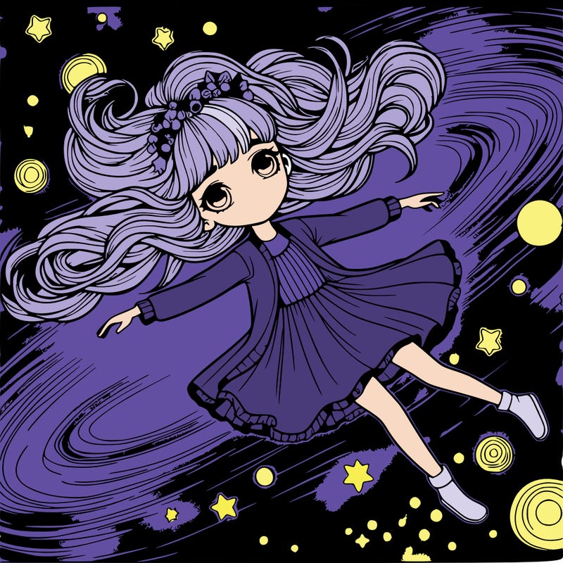 girl floating in space realistic galaxy