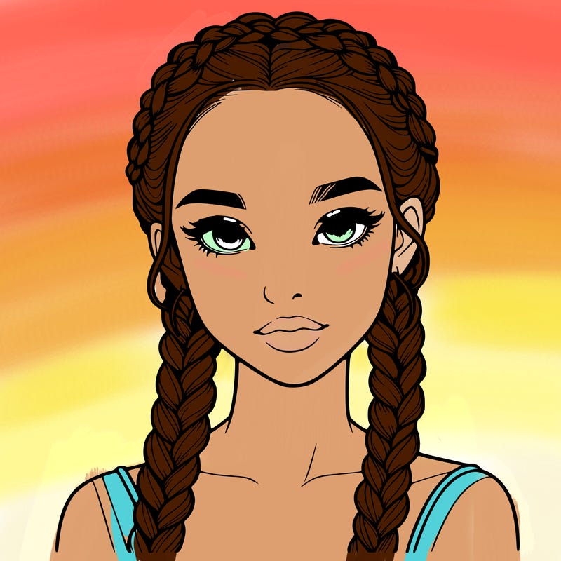 realistic girl with braids