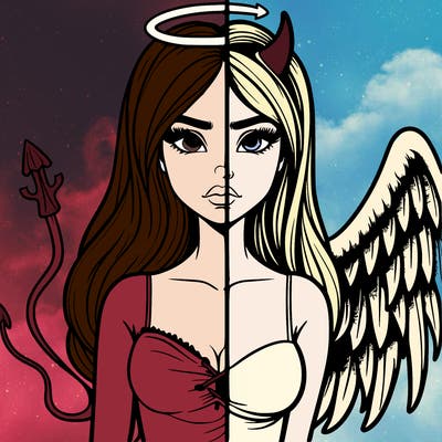 devil vs angel realistic girl