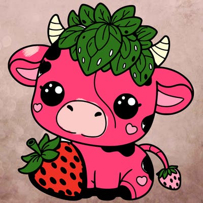 cute strawberry cow