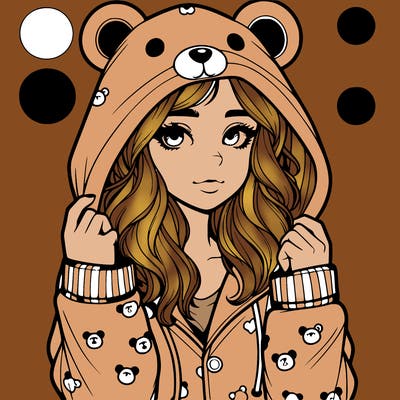 realistic girl in a animal pjs hoodie