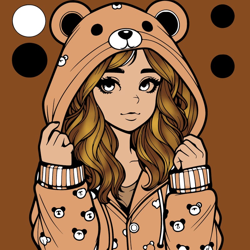 realistic girl in a animal pjs hoodie