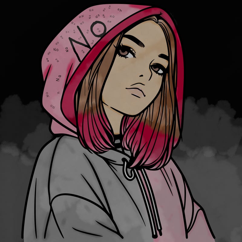 a realistic girl in a hoodie