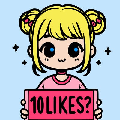 cute girl that is holding a sign that says 10 likes?