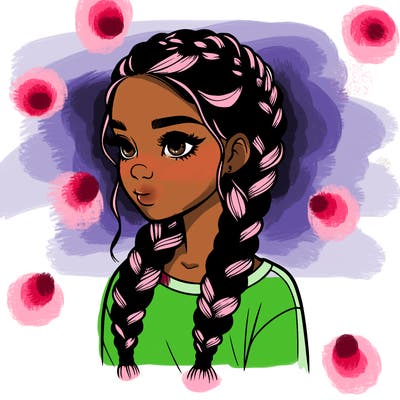 realistic girl with braids