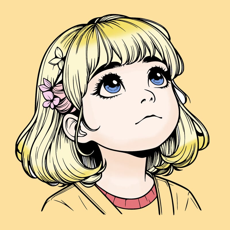 realistic girl looking up