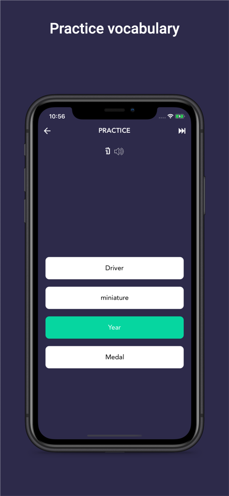 Tobo: Learn Thai Vocabulary - A multiple choice vocabulary practice quiz in the Tobo Thai learning app