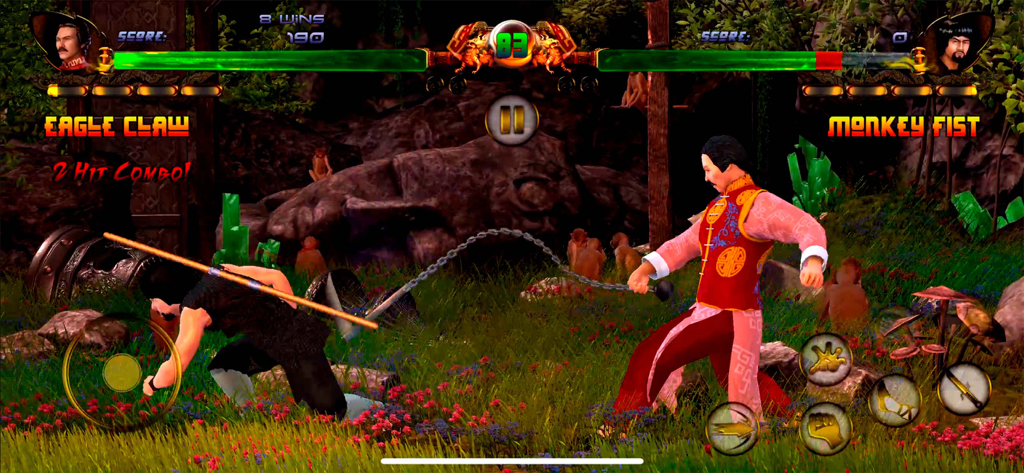 Shaolin vs Wutang - Fighting - Eagle Claw versus Monkey Fist martial arts combat in Shaolin vs Wutang game.