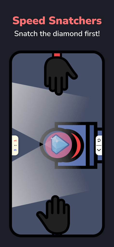 Two Player Games - DuoPlay - Two people competing to snatch a diamond in the Speed Snatchers mini game on one device.