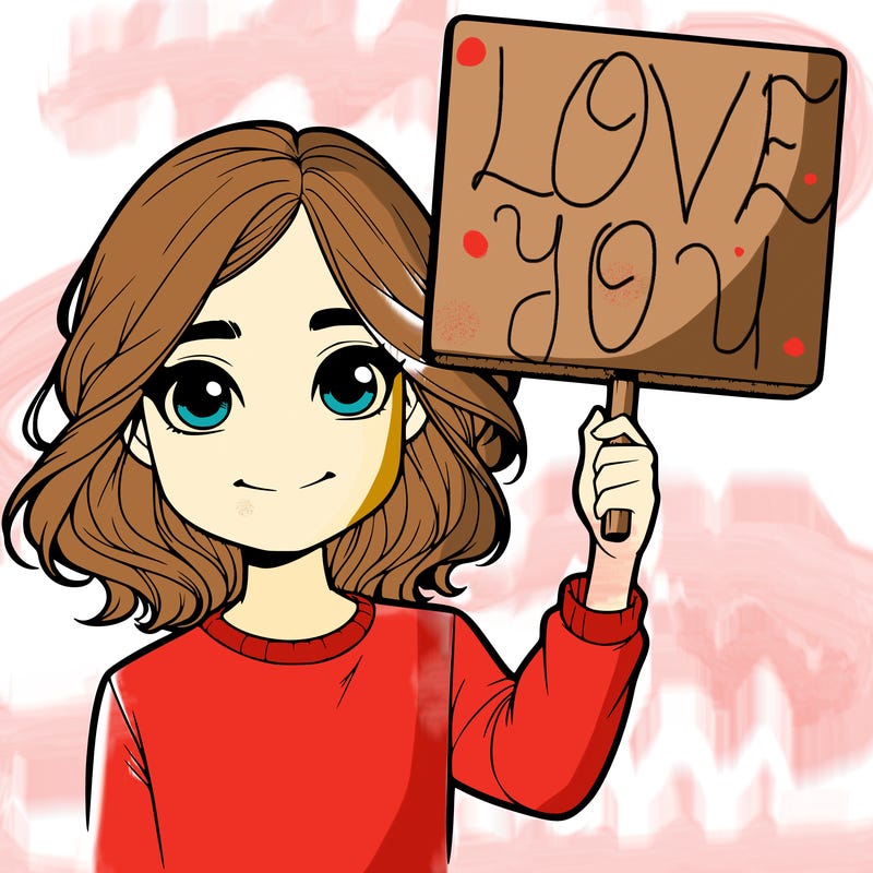 realistic girl holding up a sign