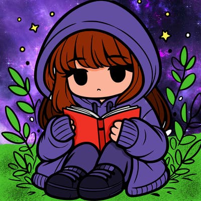 girl in oversized hoodie reading a book