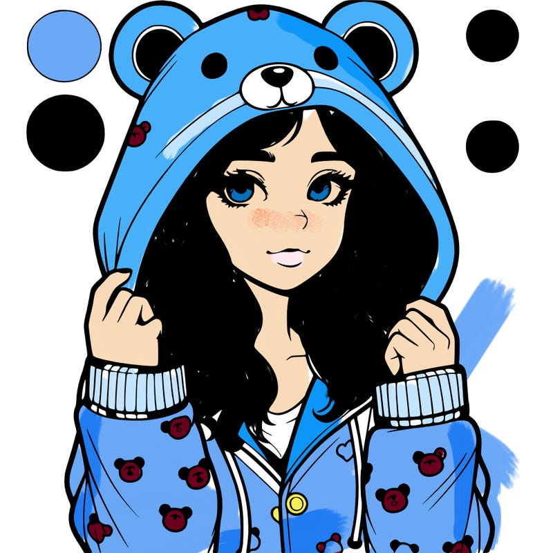 realistic girl in a animal pjs hoodie