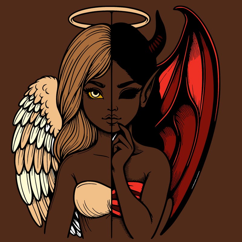 realistic angel half demon