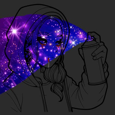 a realistic girl, spray painting